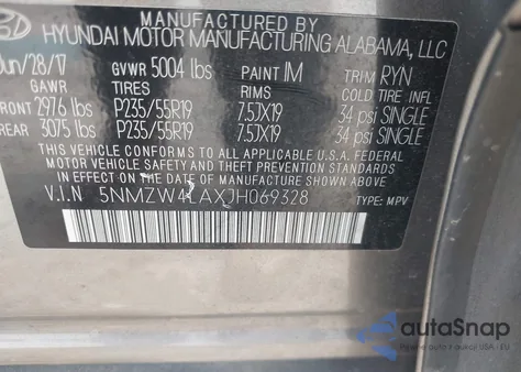 2018 Hyundai Santa Fe Sport 2.0T Ultimate from USA, damaged, VIN 5NMZW4LAXJH069328